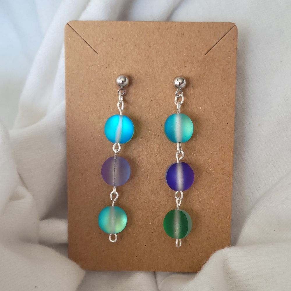 Silver and Multicolor Drop Earrings